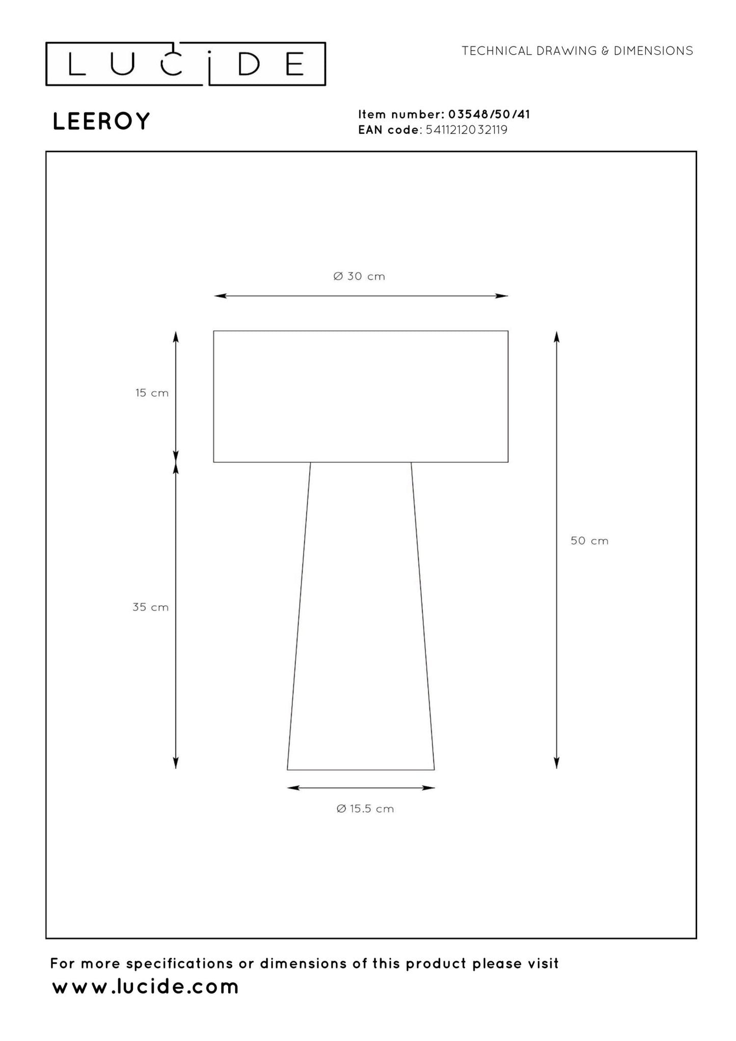 Tafellamp Leeroy L taupe E27