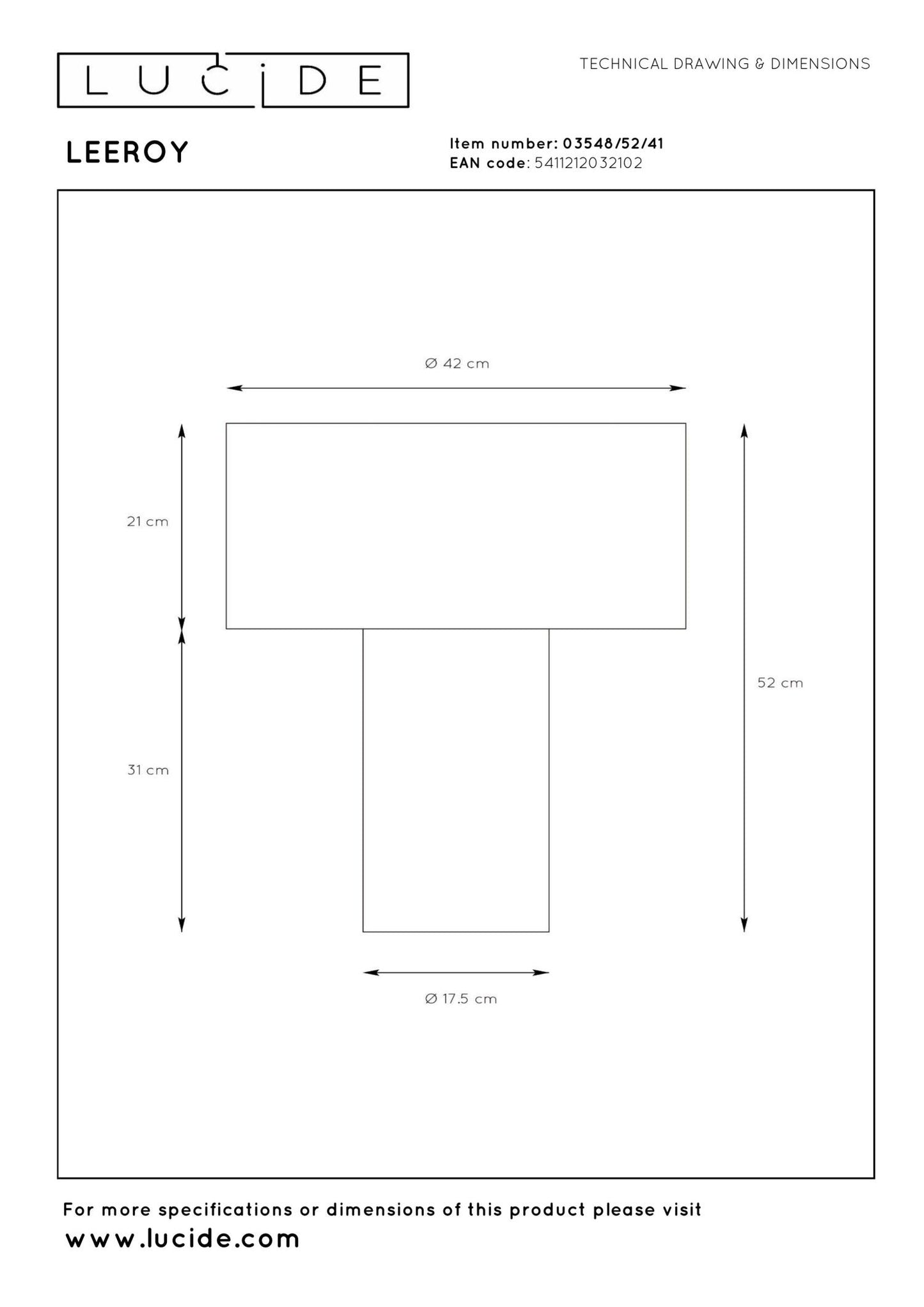 Tafellamp Leeroy M taupe E27