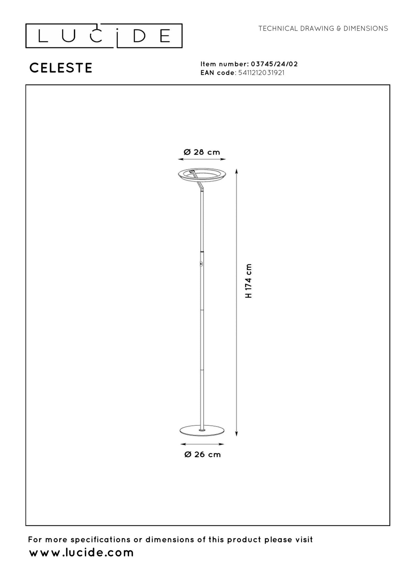 Vloerlamp Celeste messing incl. LED