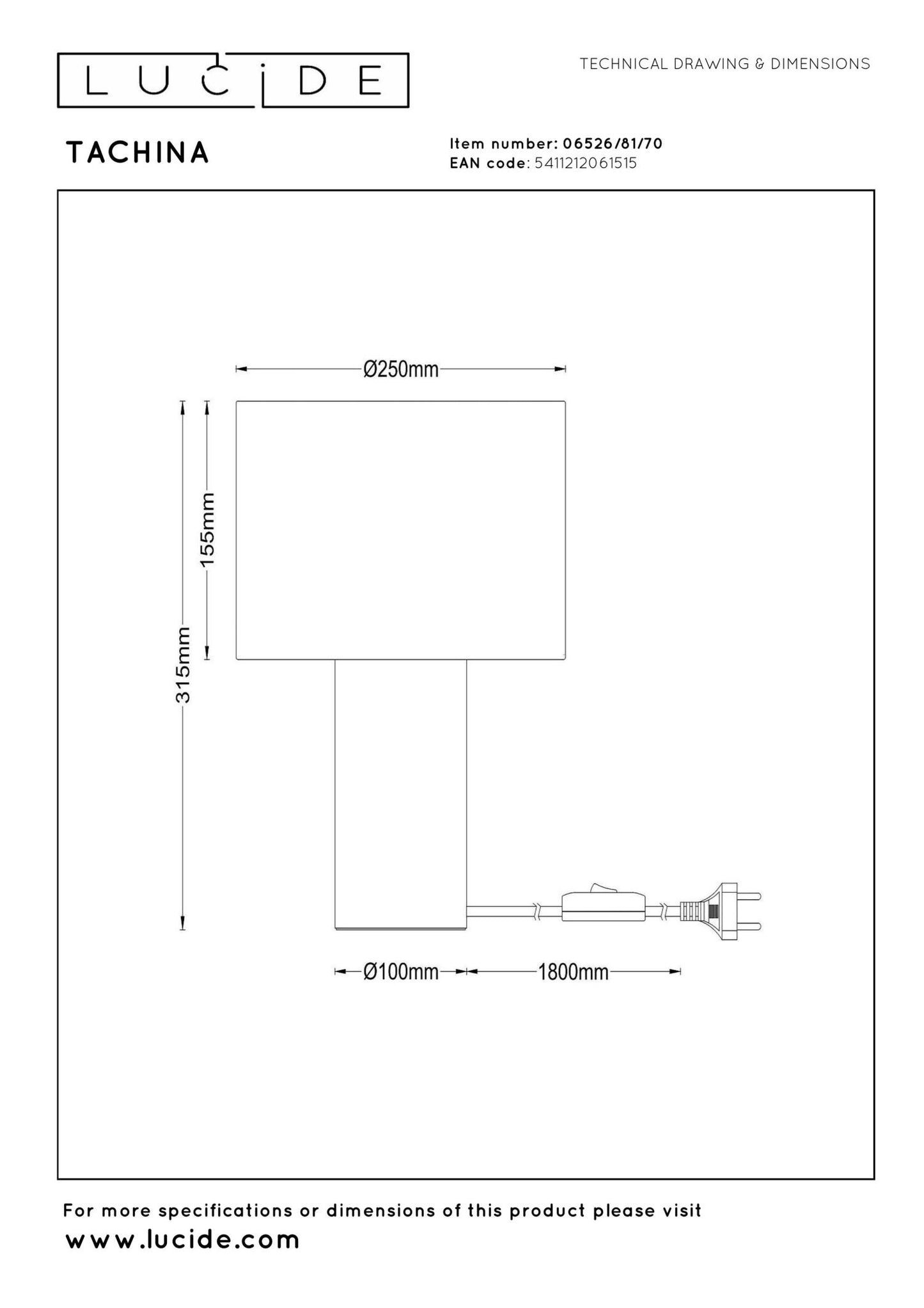 Tafellamp Woody L incl. Kap