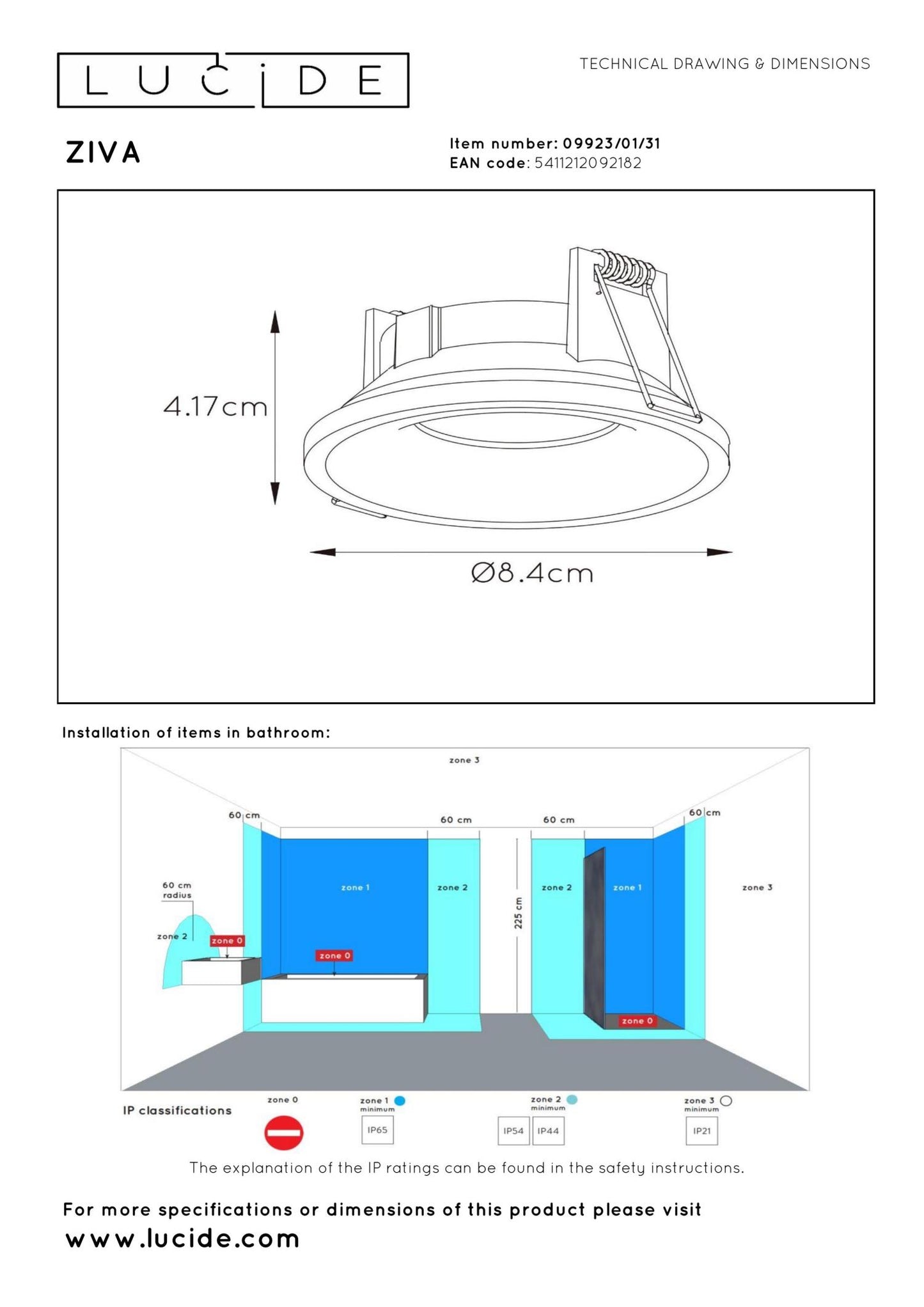 Inbouwspot IP44 rond wit GU10