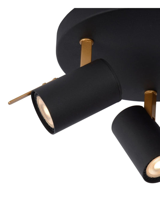 Plafondspot Grony 3-lichts zwart-goud incl. LED