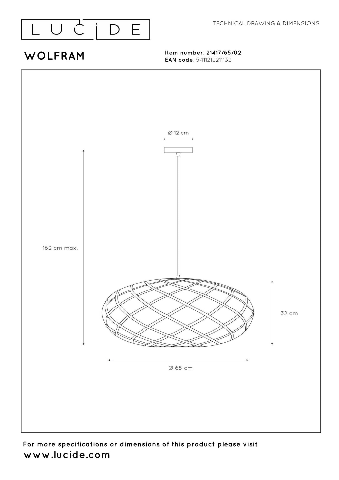 Hanglamp Wolfram goud 65cm E27