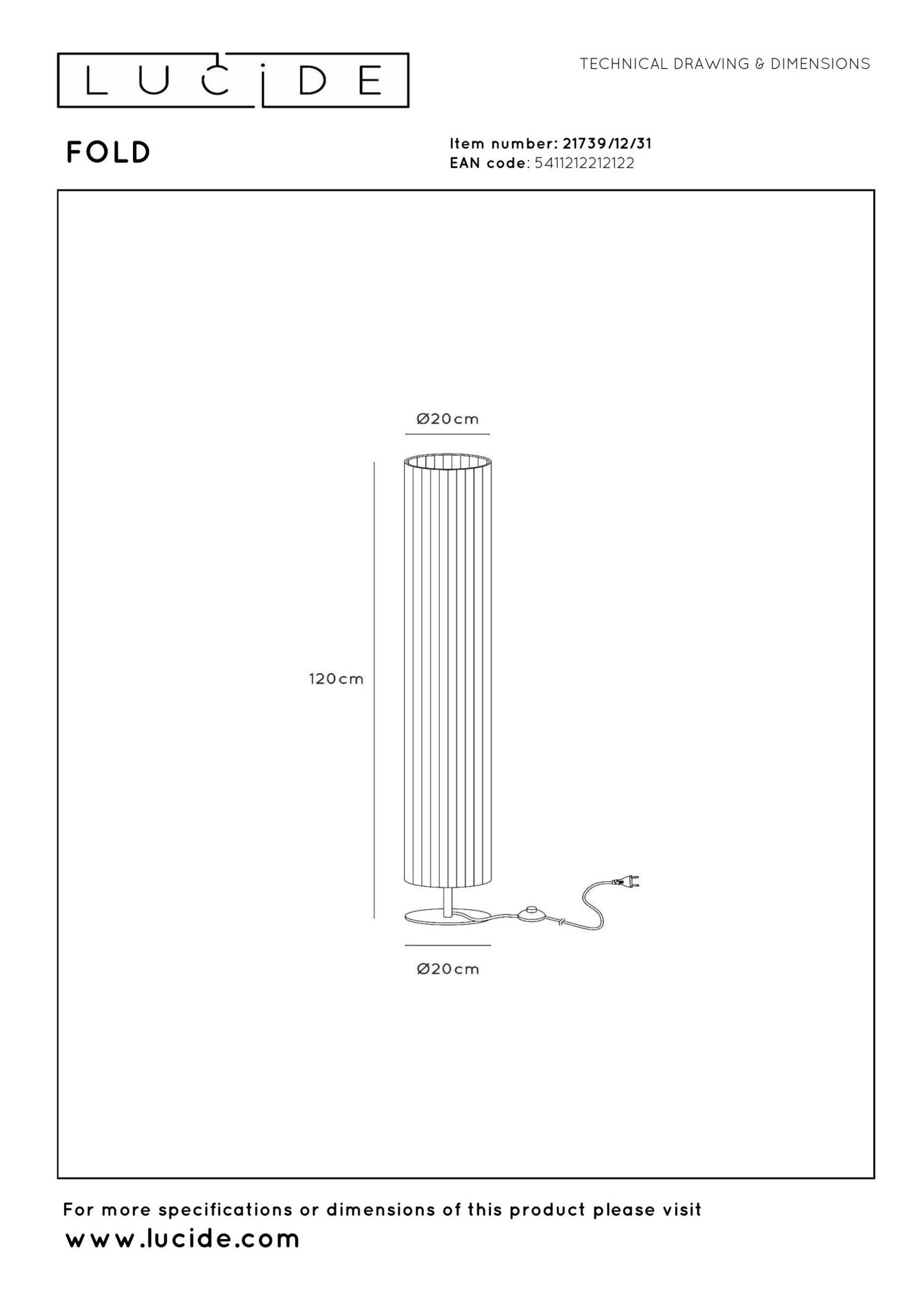 Vloerlamp Fold M 2x E27
