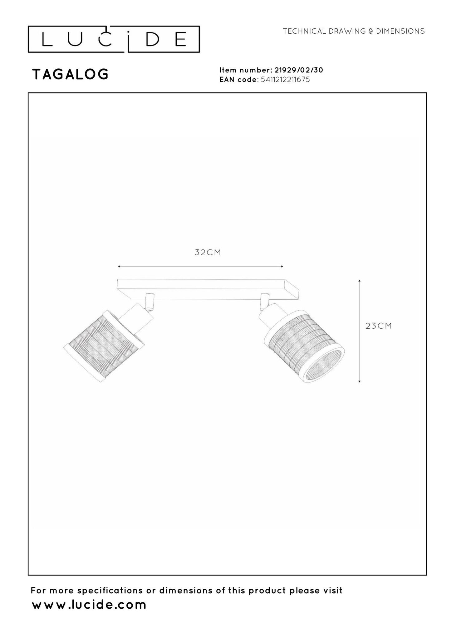 Plafondspot Tagalog zwart-goud 2x E27