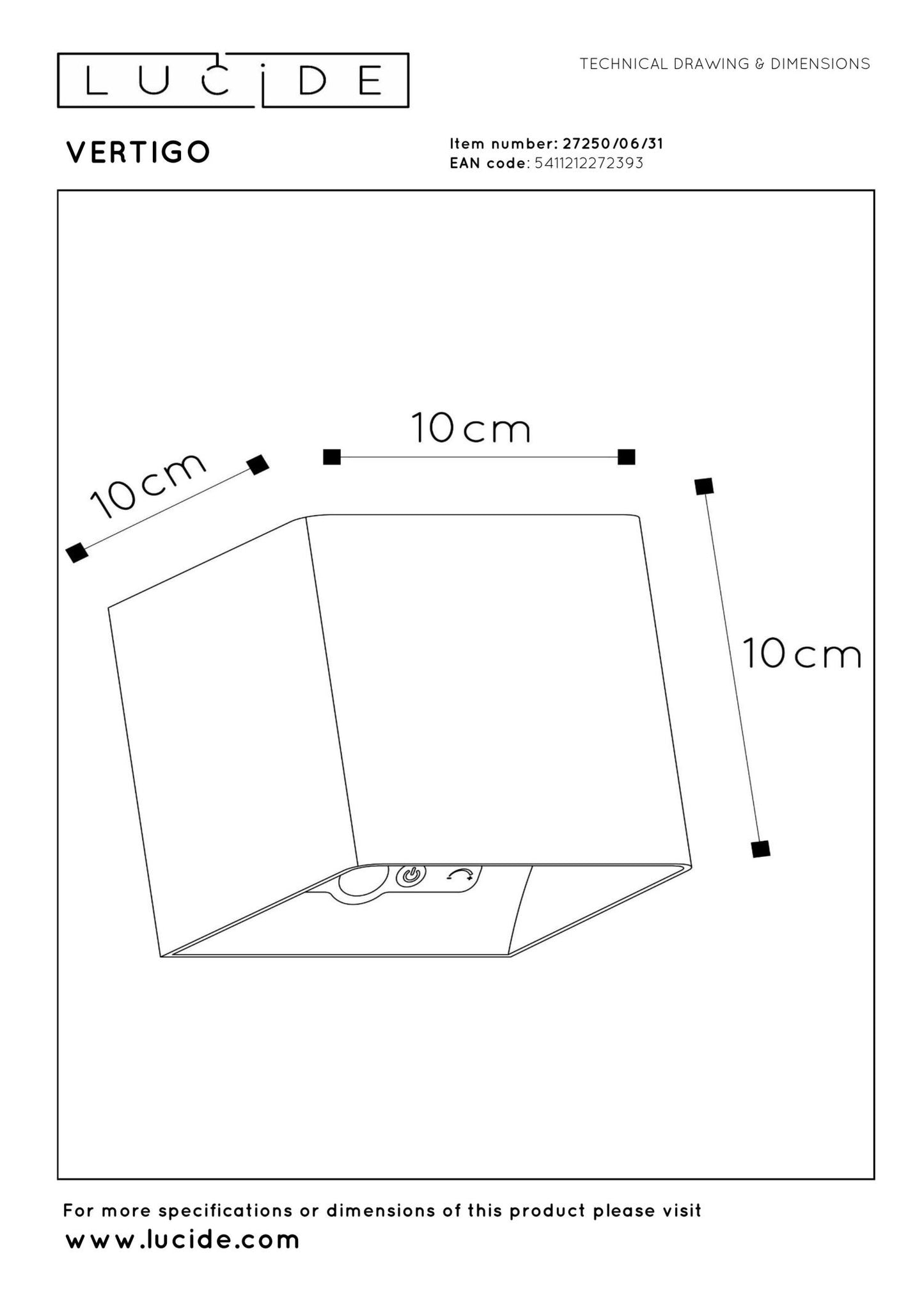 Wandlamp oplaadbaar binnen/buiten Vertigo wit incl. LED