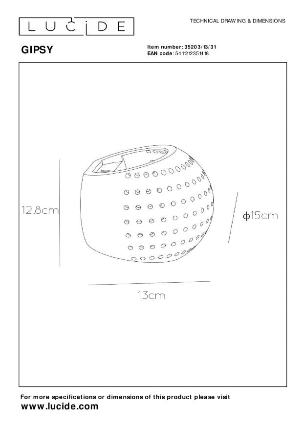 Wandlamp Gipsy 1001 nachten overschilderbaar G9