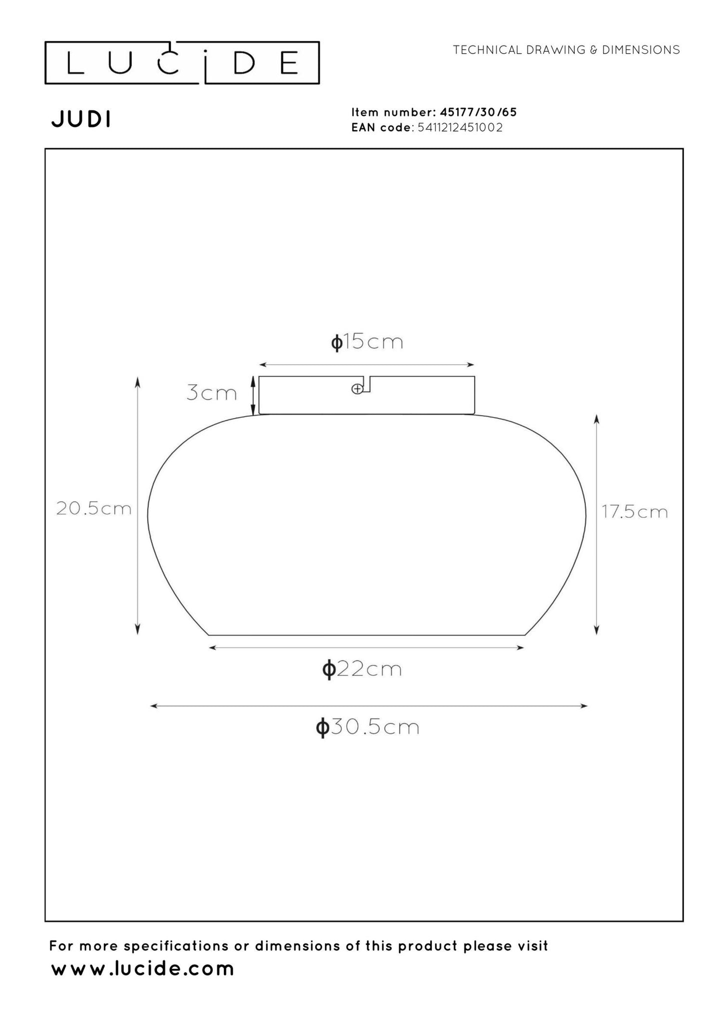 Plafondlamp Judi Smoke E27