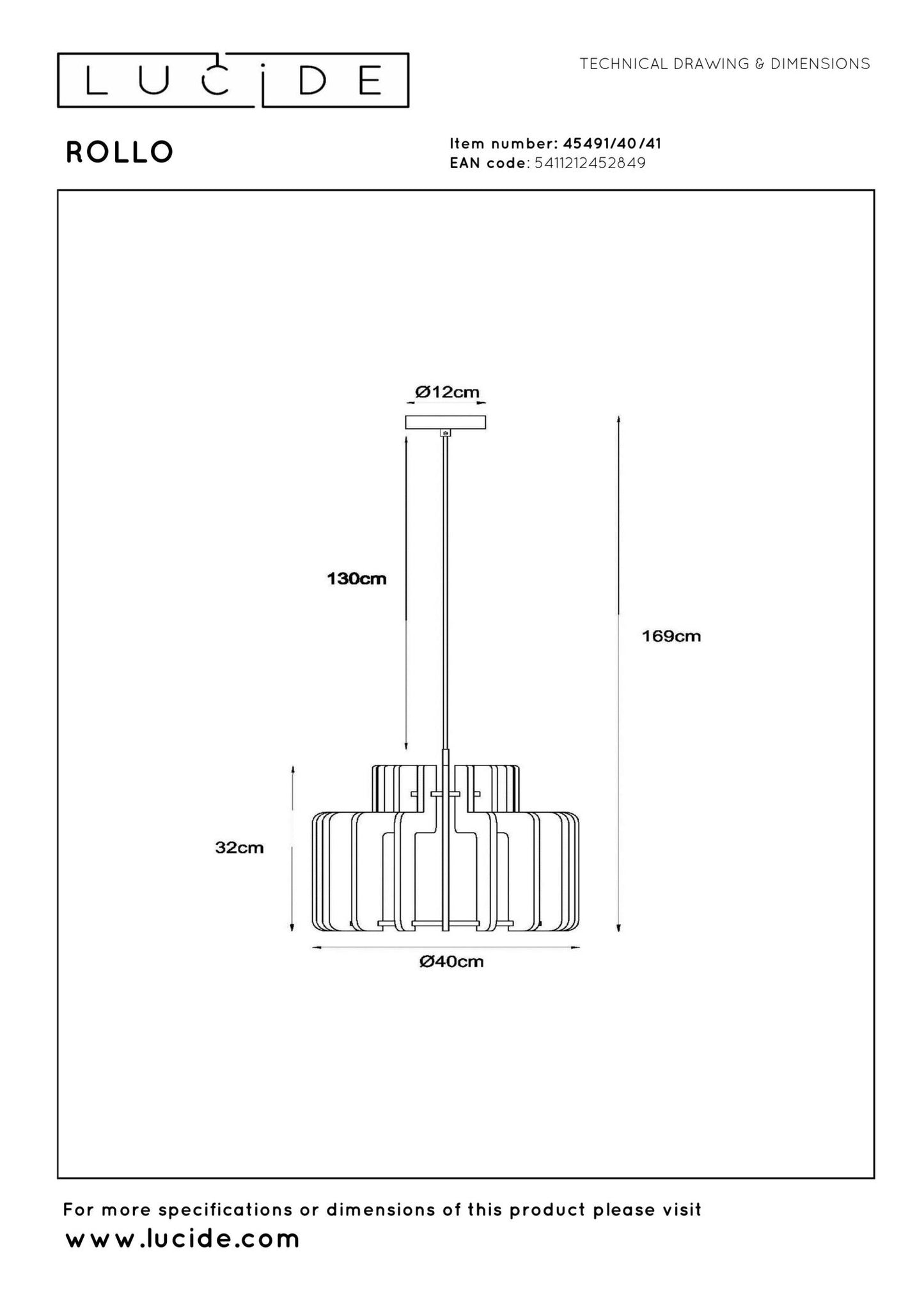 Hanglamp Rollo taupe 40cm E27
