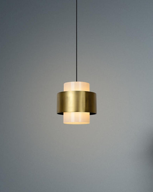 Hanglamp Fermin Messing-opaal glas E27