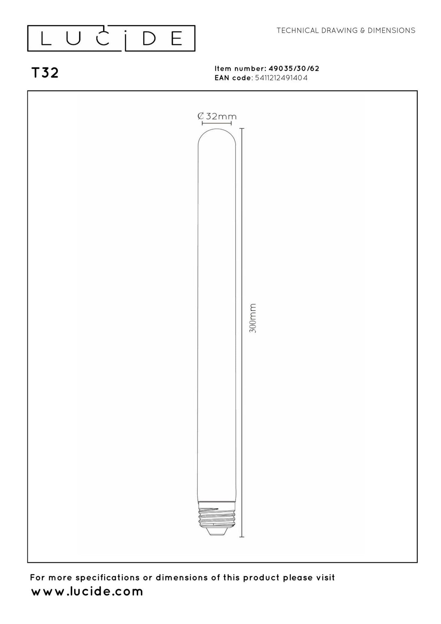 Lucide buislamp 30cm gold 4,9W E27 dimbaar led