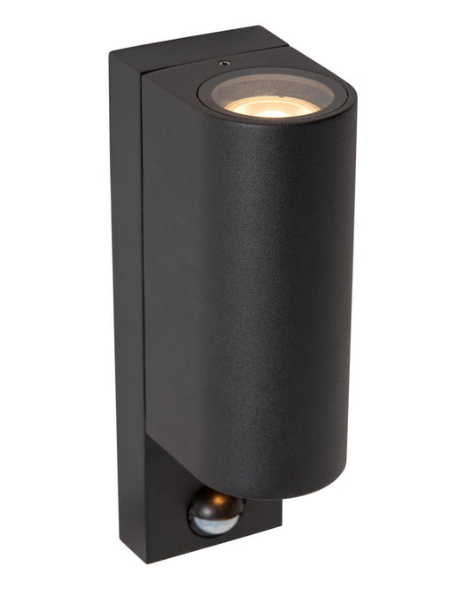Wandlamp buiten Zaro rond bewegingssensor 2xGU10