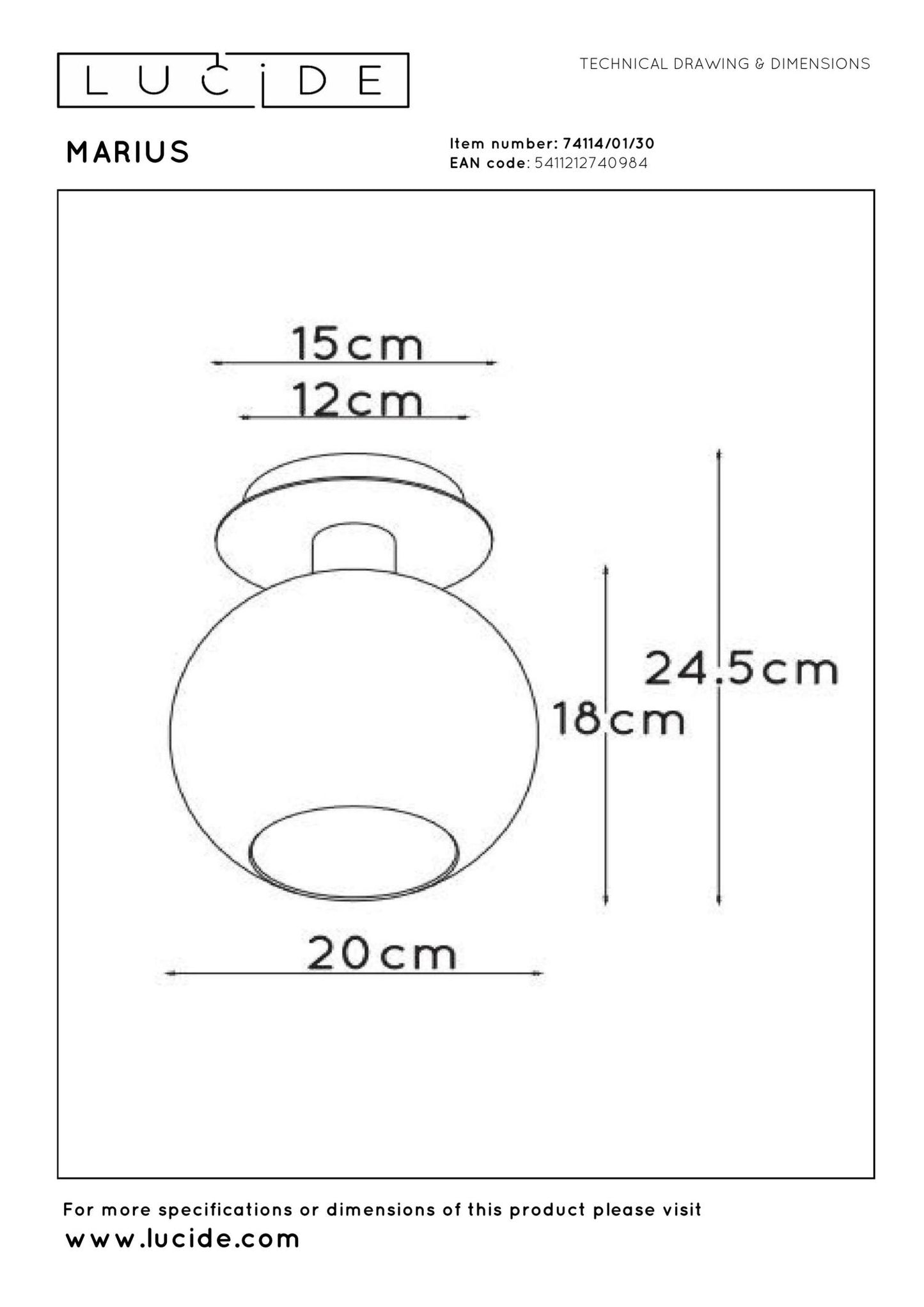Plafondlamp Marius zwart E27