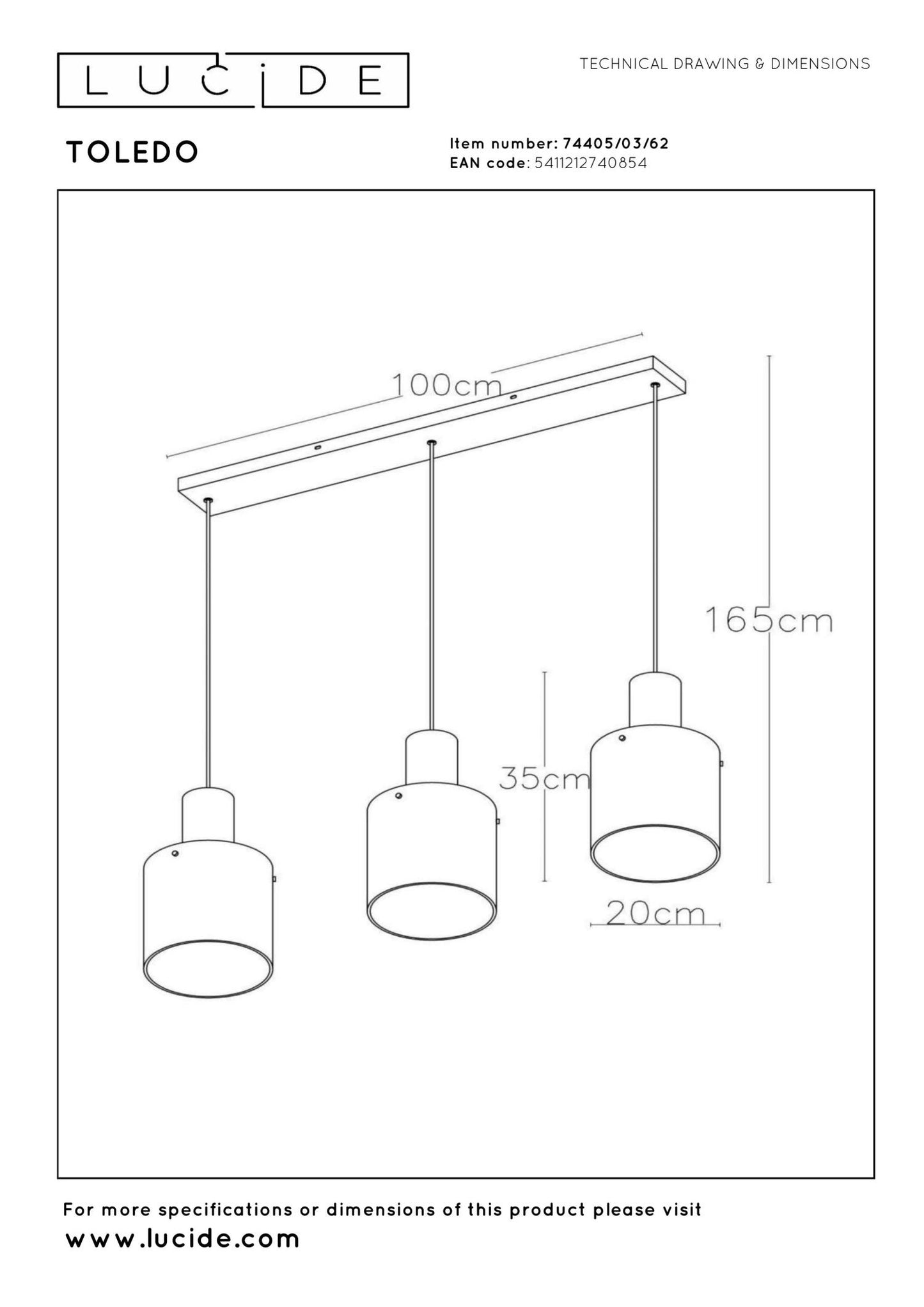 Hanglamp Toledo amber 4xE27