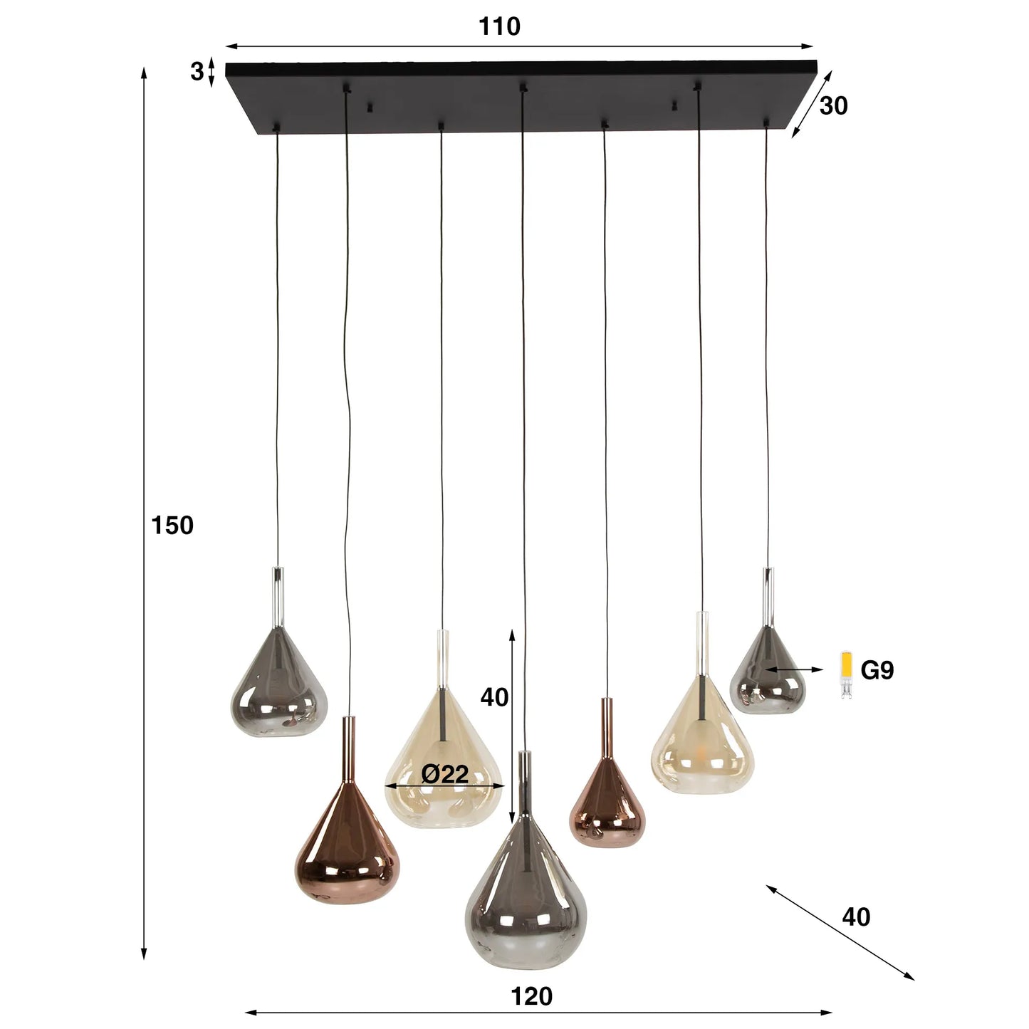 Hanglamp Multi 7-lichts G9