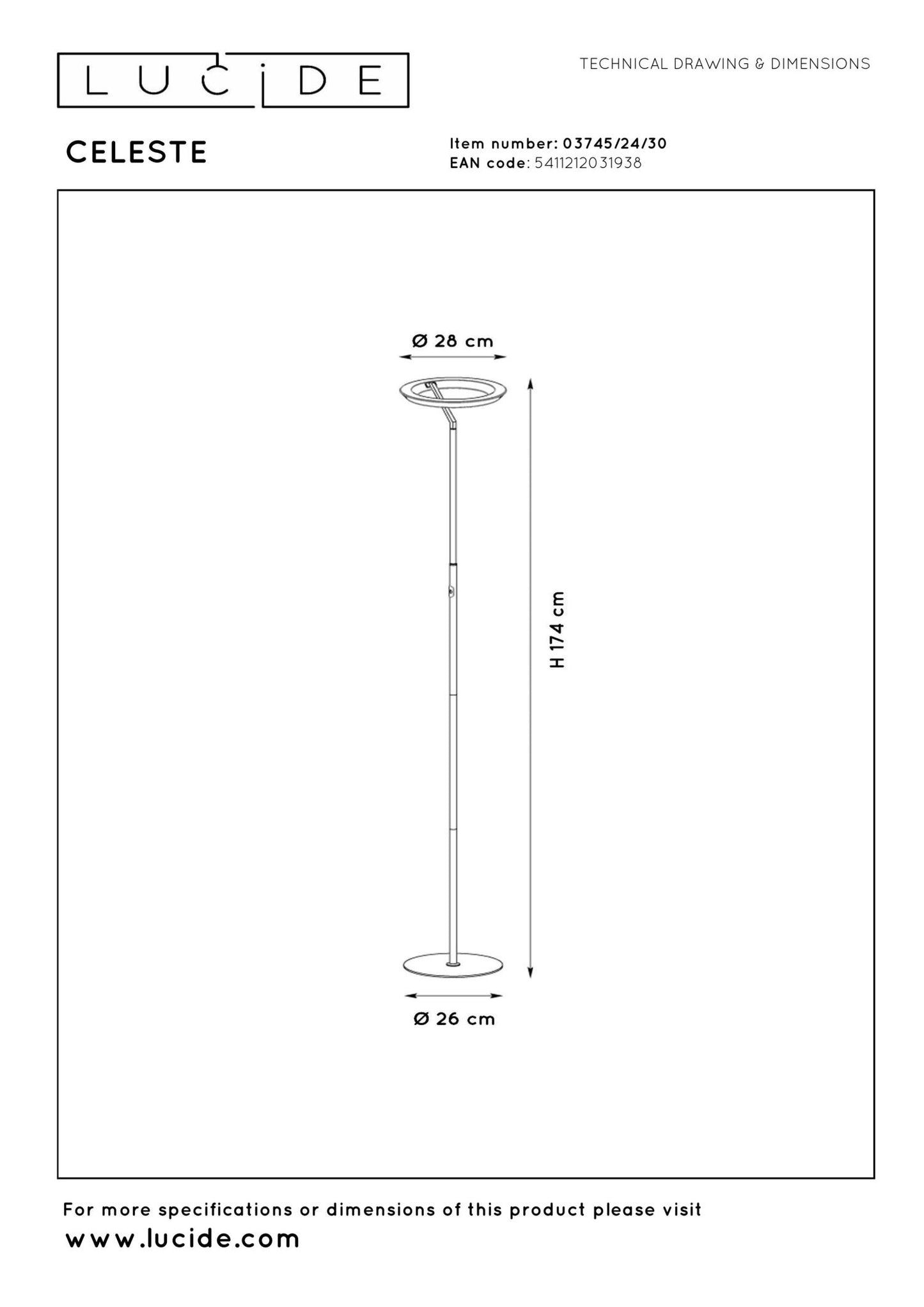 Vloerlamp Celeste zwart incl. LED