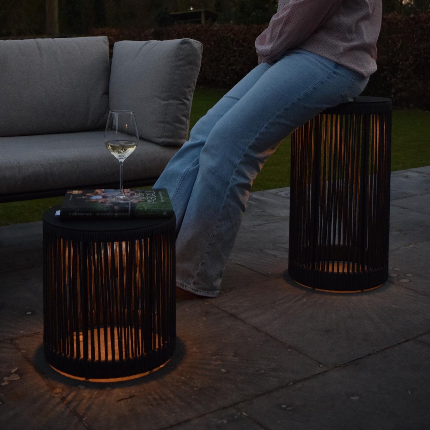 Bijzettafel Led zwart L