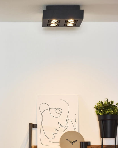 Plafondspot Xirax zwart 4-lichts incl. Led