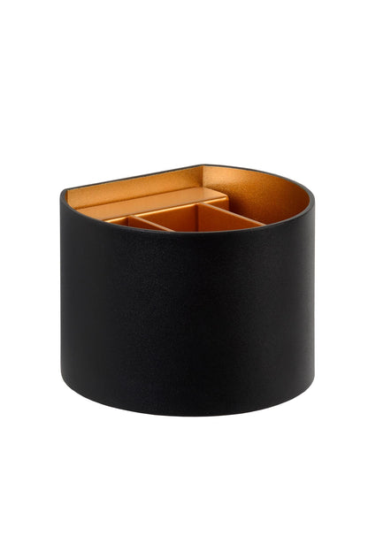 Wandlamp XIO zwart-goud rond incl. Led