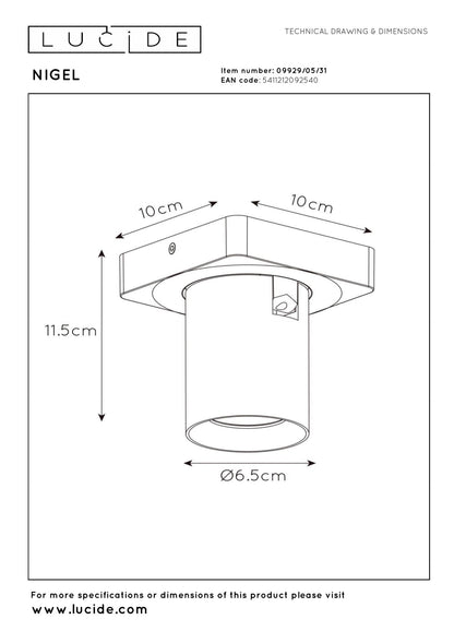 Plafondspot Nigel wit incl. Led