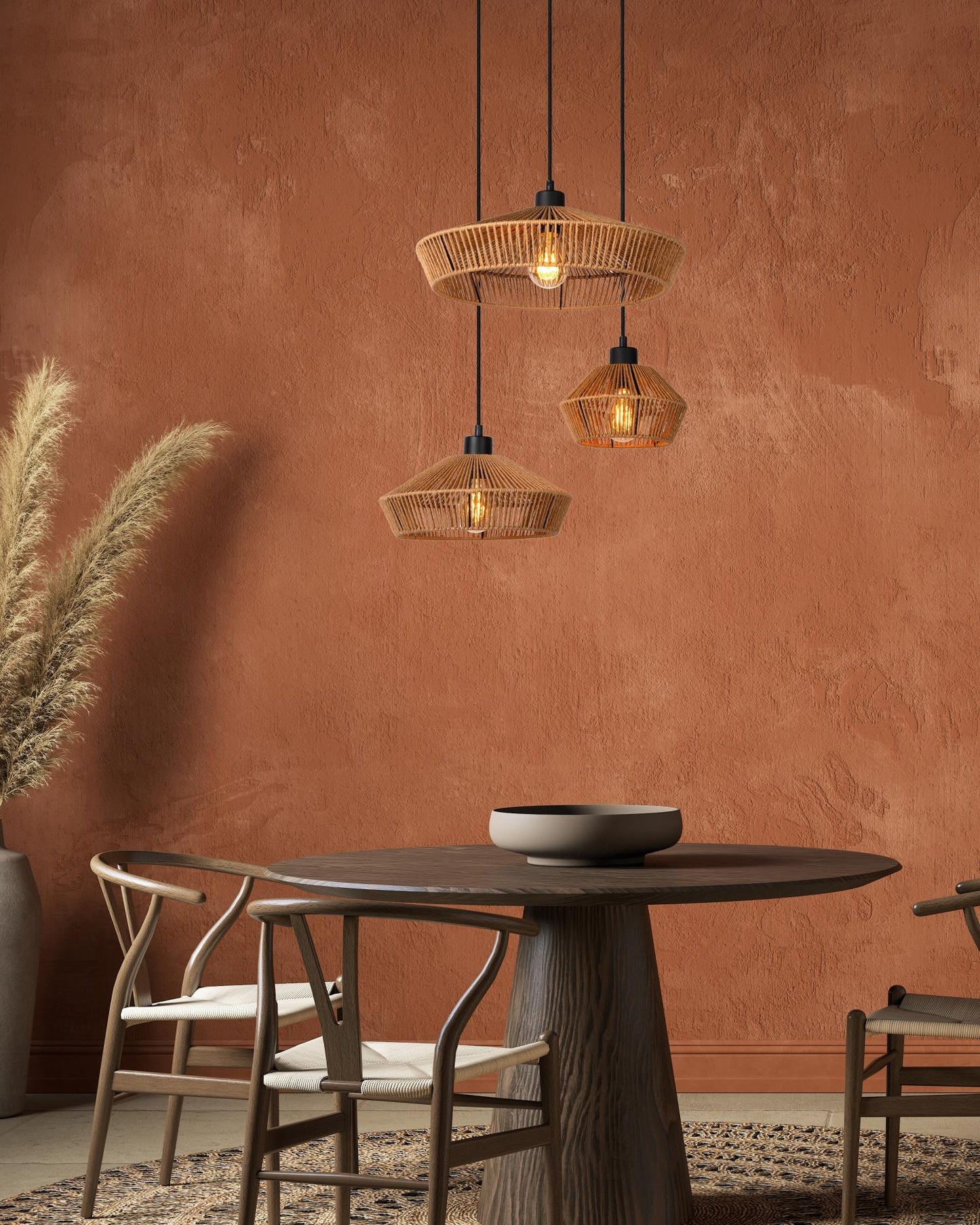 Hanglamp Yunkai naturel 3x E27