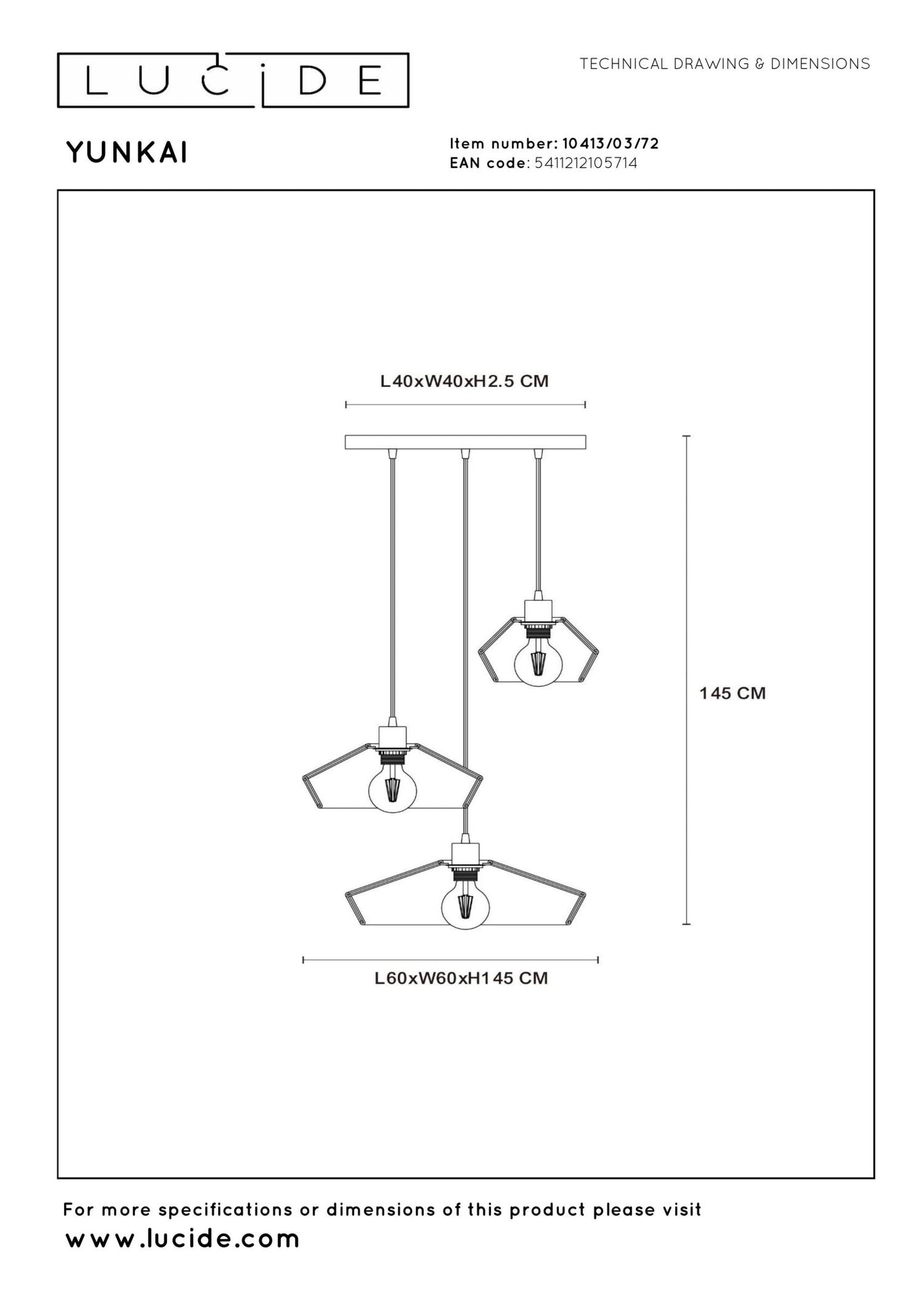 Hanglamp Yunkai naturel 3x E27