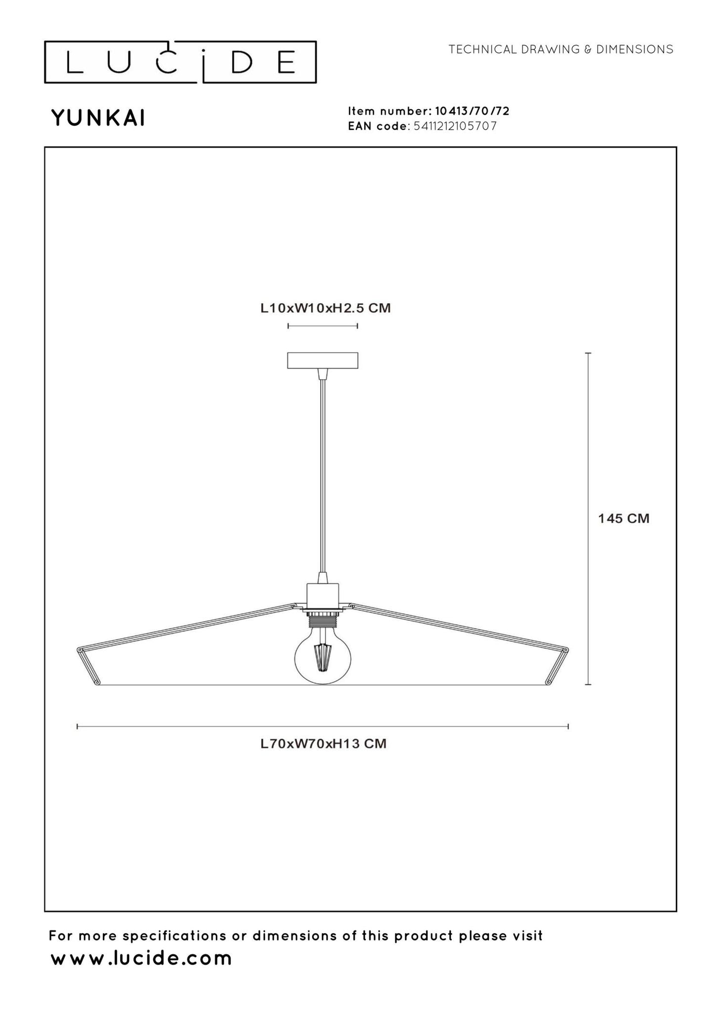 Hanglamp Yunkai naturel 70cm E27