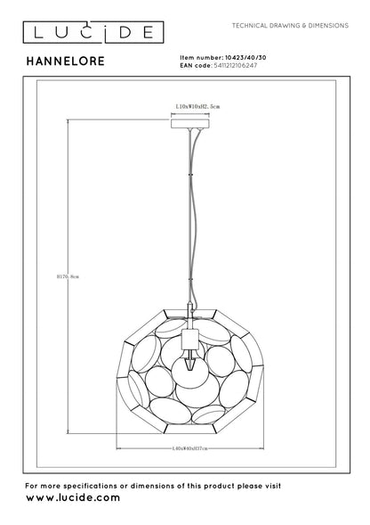 Hanglamp  HANNELORE 40cm zwart E27