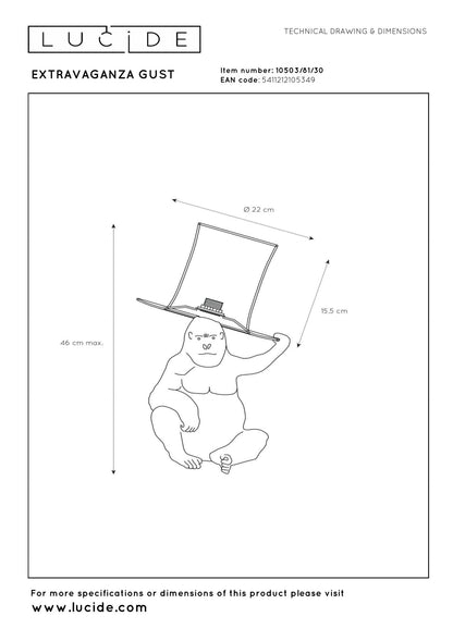 Tafellamp aap met hoed