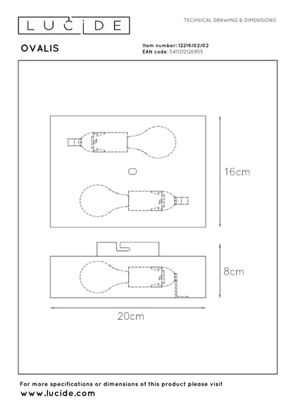 Wandlamp Ovalis messing 2xE14