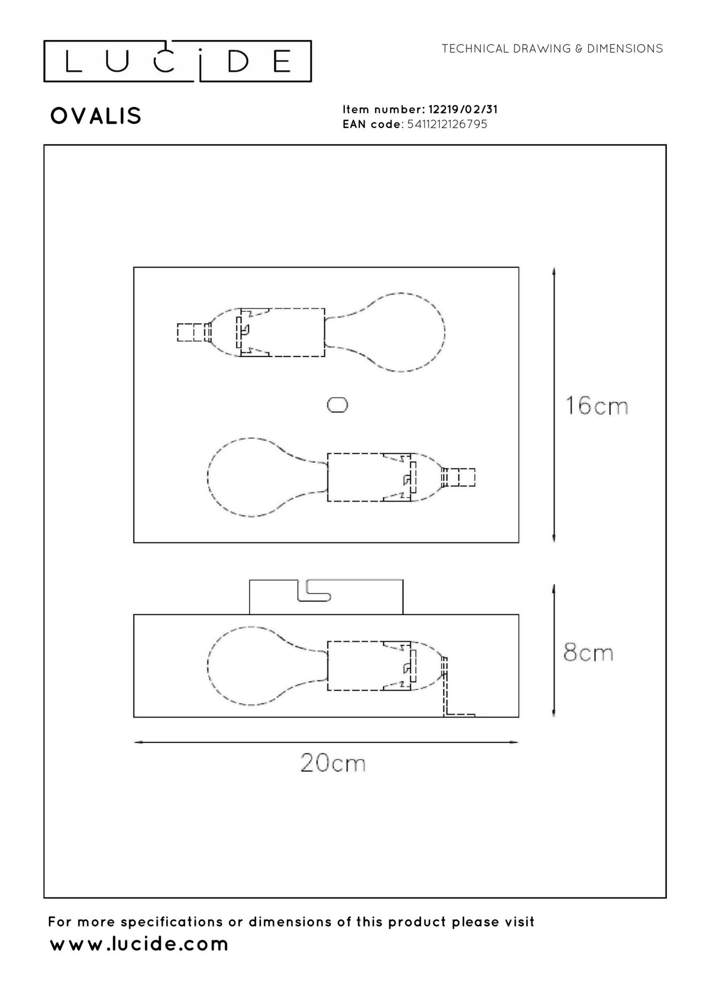 Wandlamp Ovalis wit 2xE14