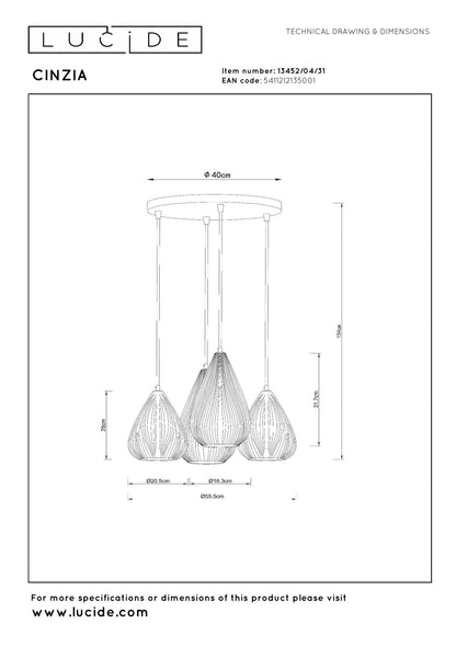 Hanglamp Cinzia porselein 4xE27