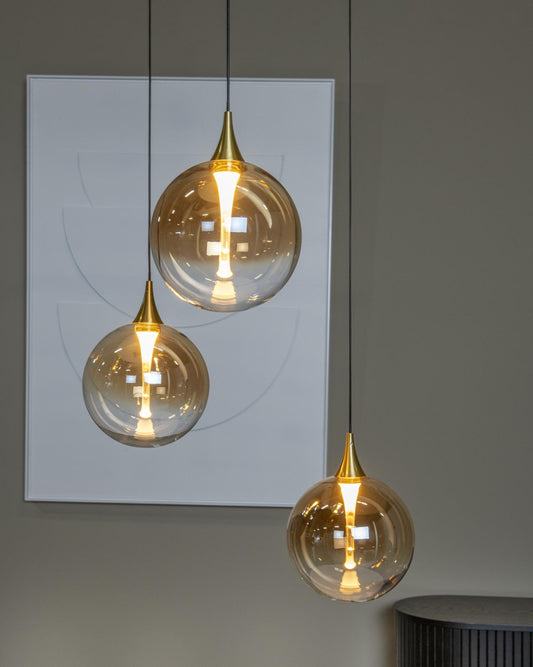 Hanglamp Gisela amber 3-lichts incl. LED