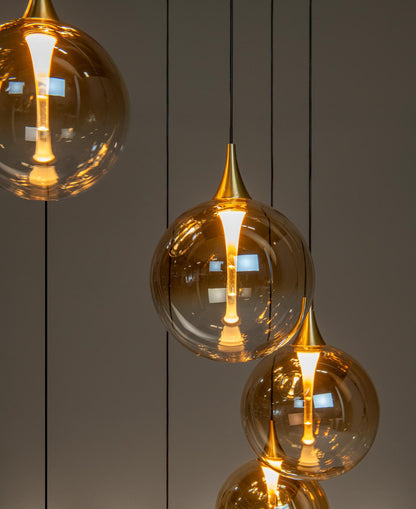 Hanglamp Gisela amber 5-lichts incl. LED