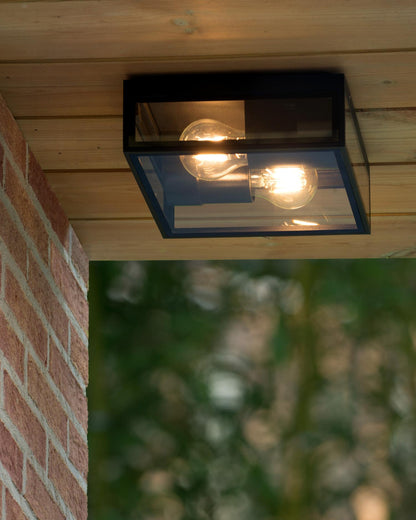 Wand- plafondlamp buiten zwart E27