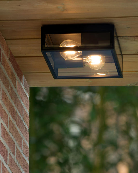 Wand- plafondlamp buiten zwart E27