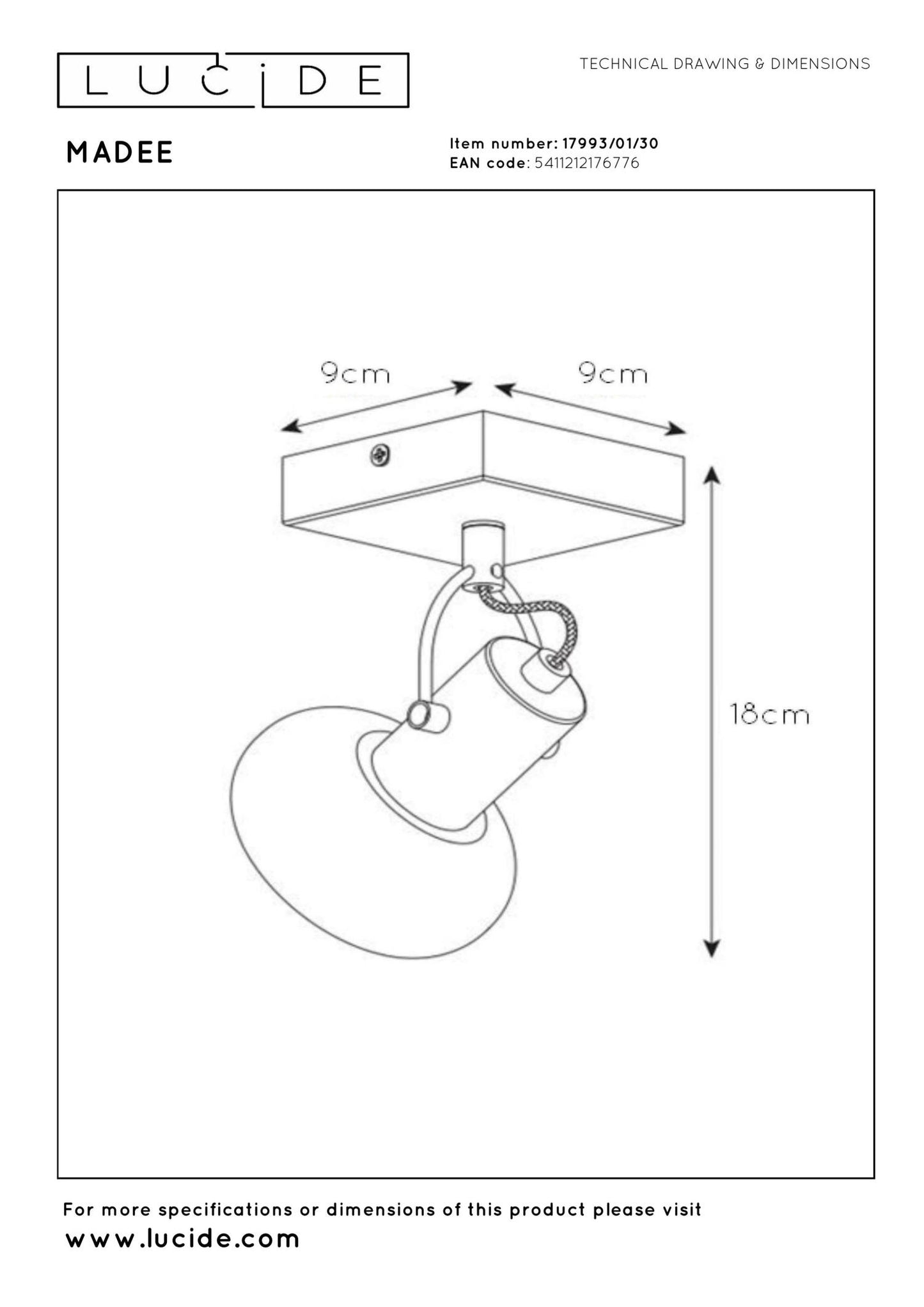 Plafondspot Madee smoke E14