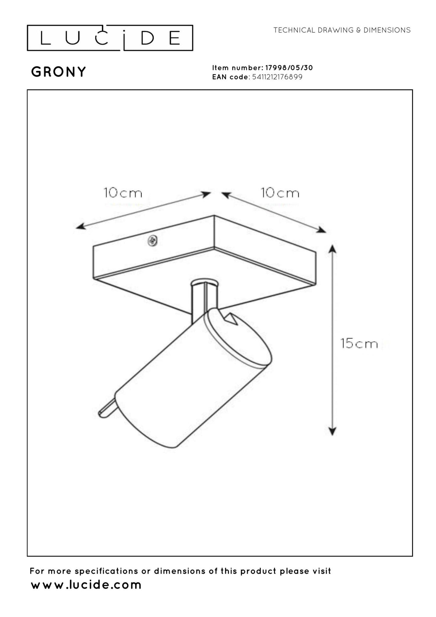 Plafondspot Grony zwart-goud incl. LED