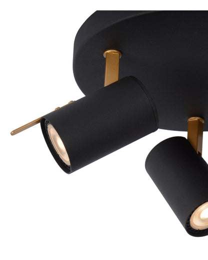 Plafondspot Grony 3-lichts zwart-goud incl. LED