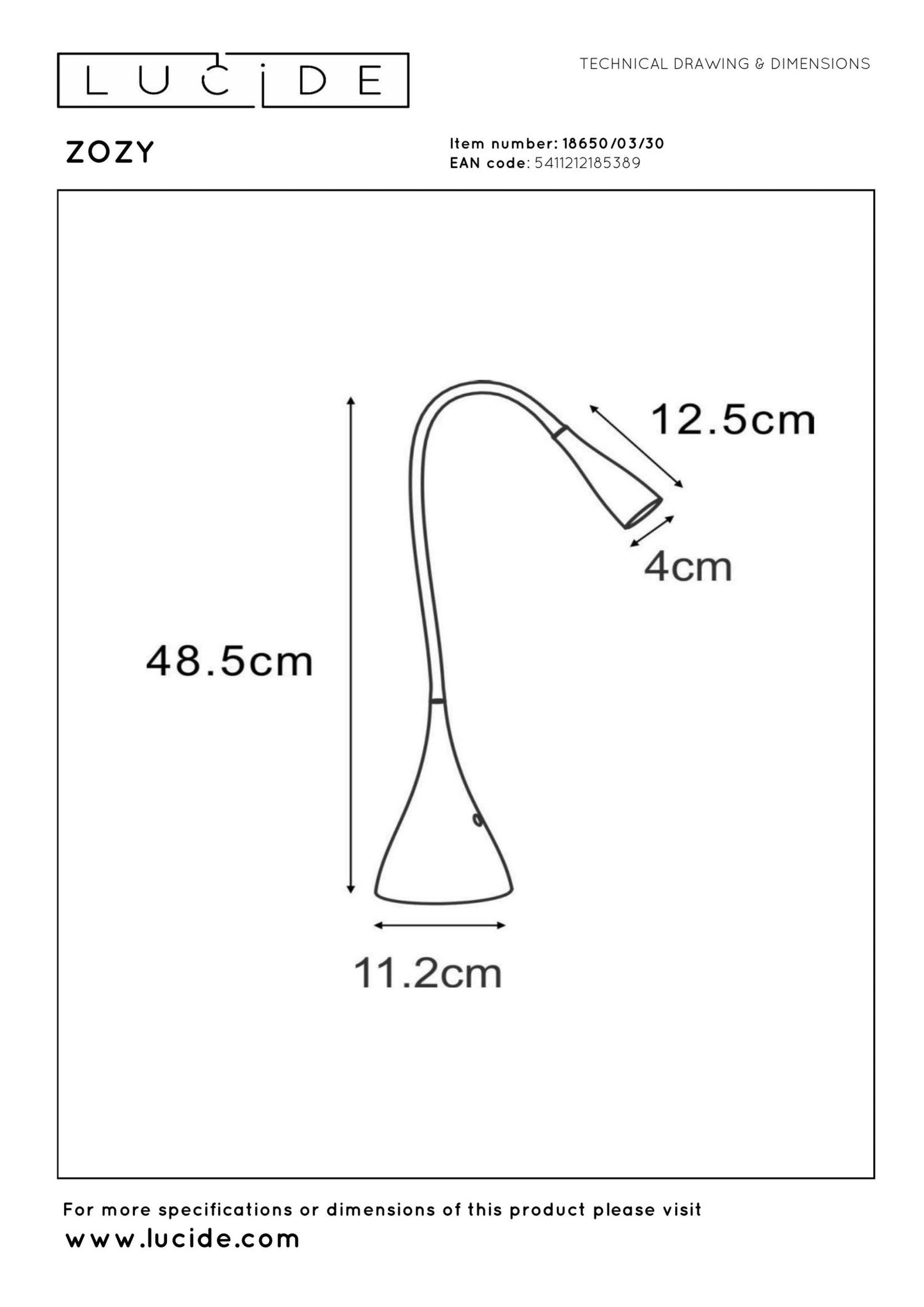 Bureaulamp Zozy glanzend zwart 3-standen