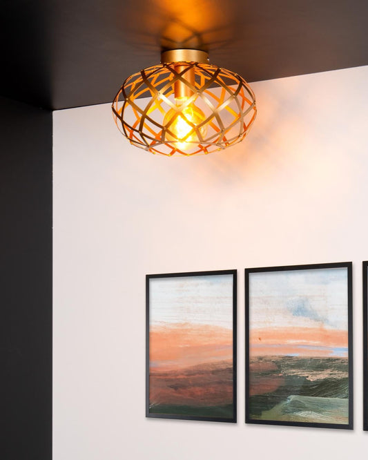 Plafondlamp Wolfram goud E27