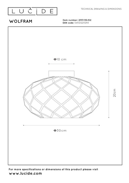 Plafondlamp Wolfram goud E27