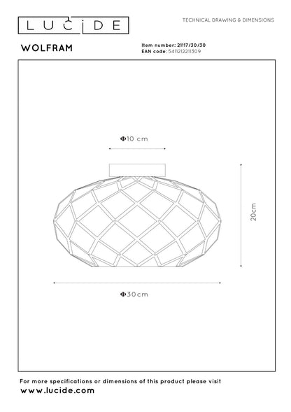 Plafondlamp Wolfram zwart E27