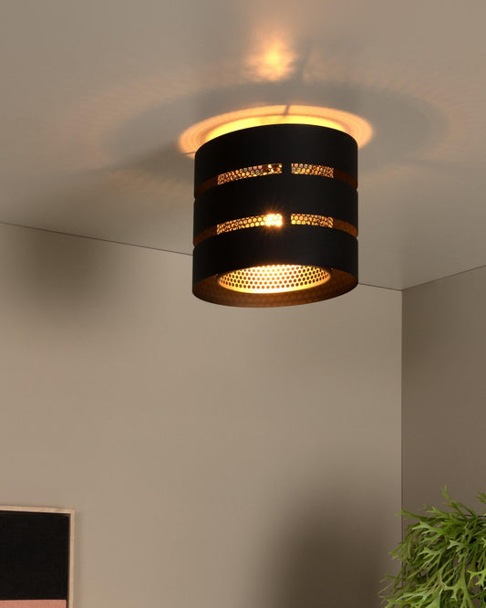 Plafondlamp Rosas zwart-goud E27