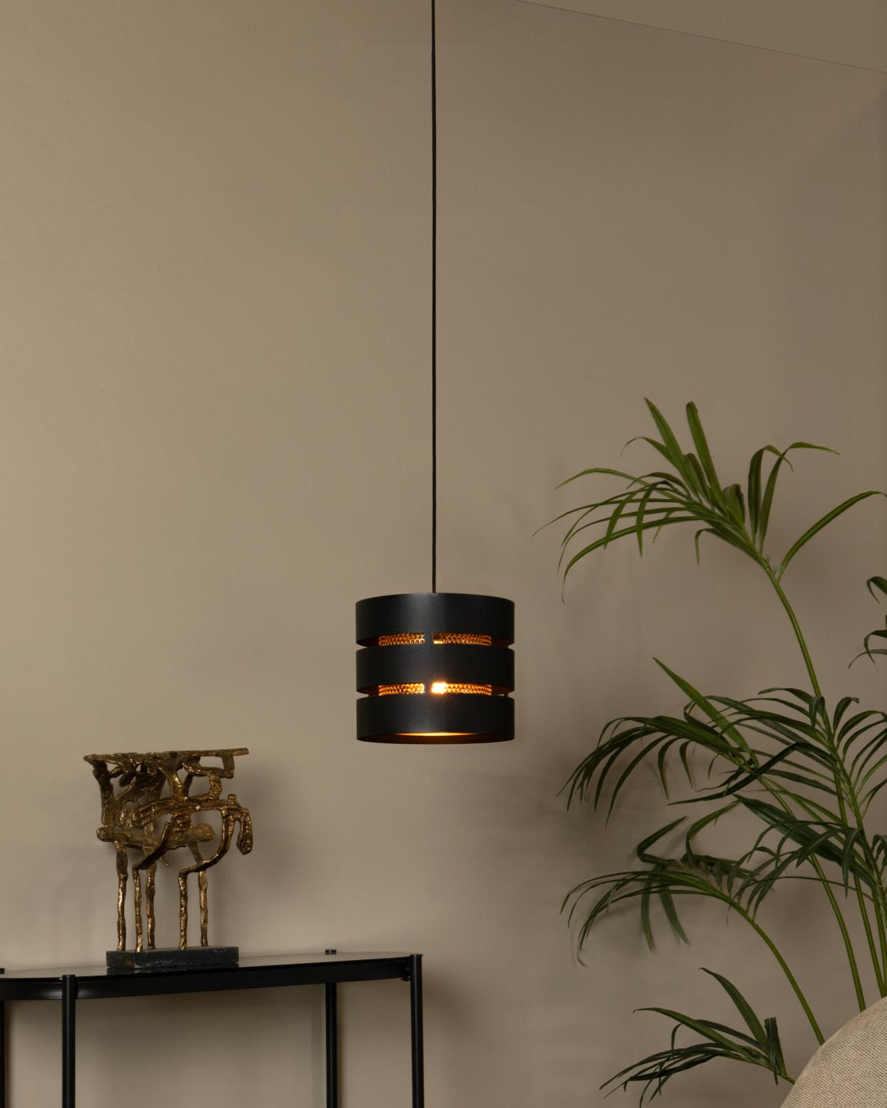 Hanglamp Rosas zwart-goud E27