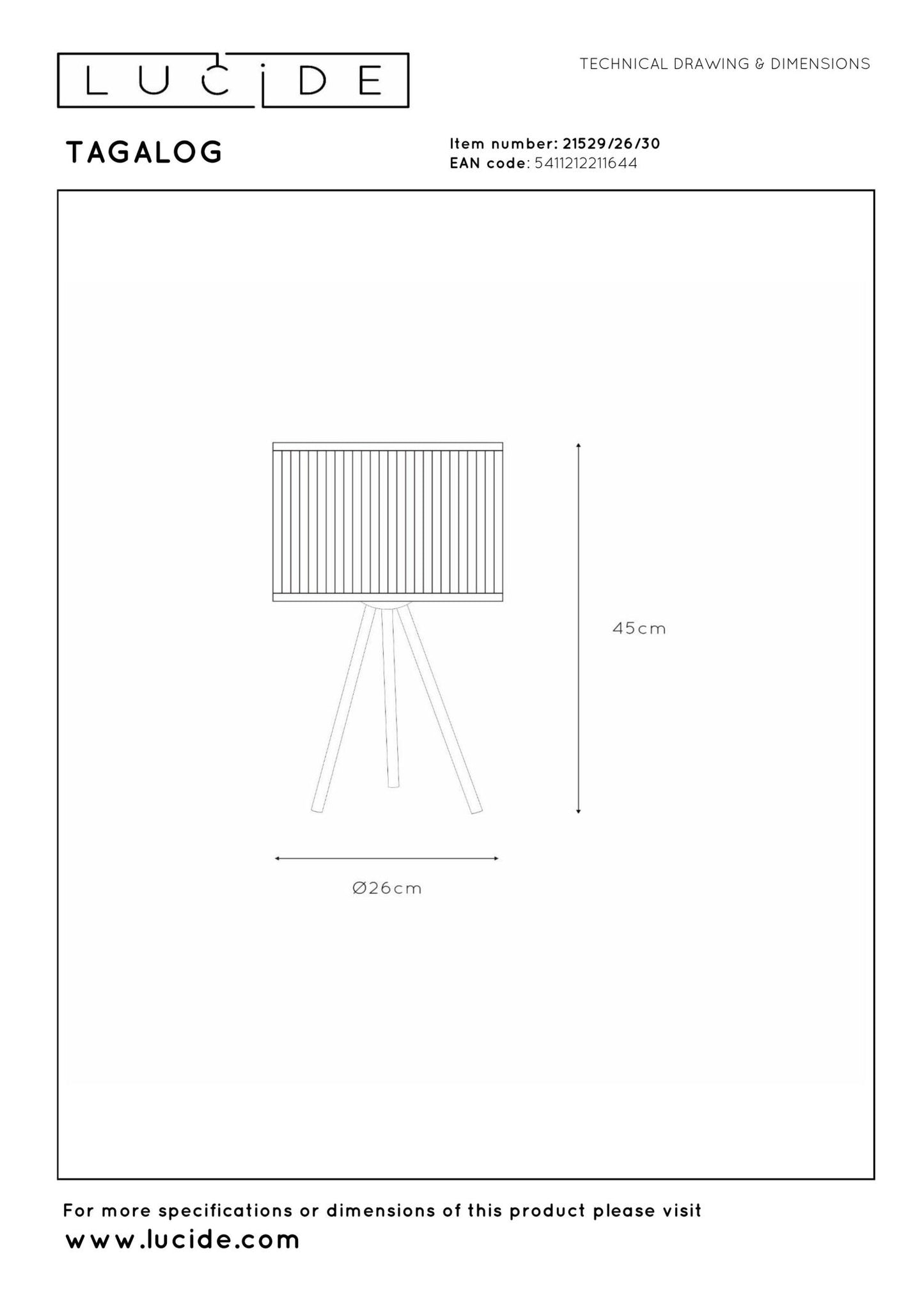 Tafellamp Tagalog zwart incl. kap E27