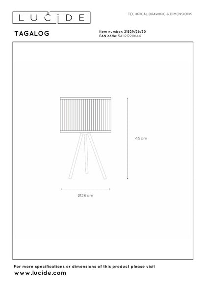 Tafellamp Tagalog zwart incl. kap E27