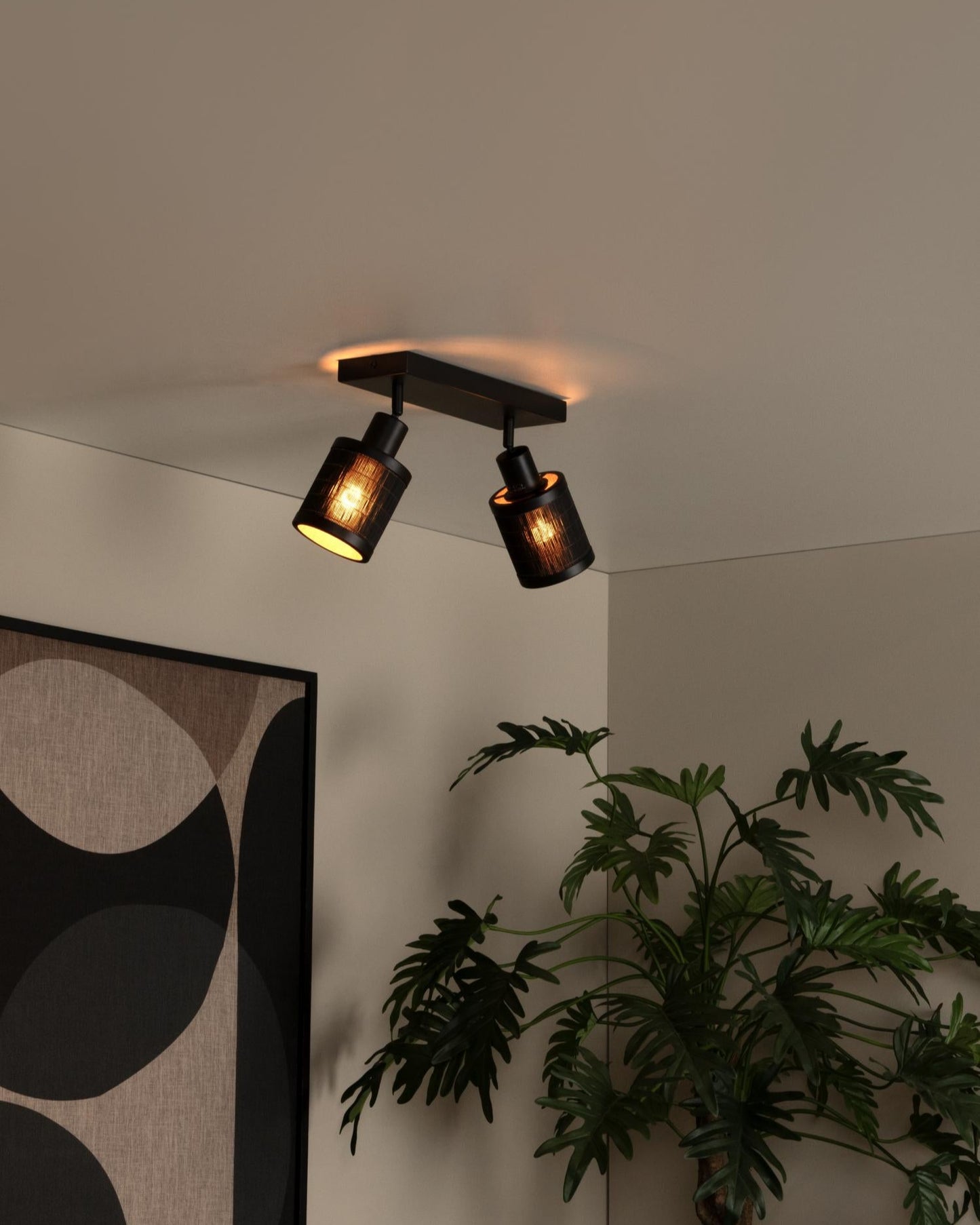 Plafondspot Tagalog zwart-goud 2x E27