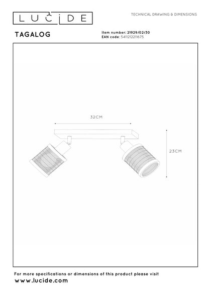Plafondspot Tagalog zwart-goud 2x E27