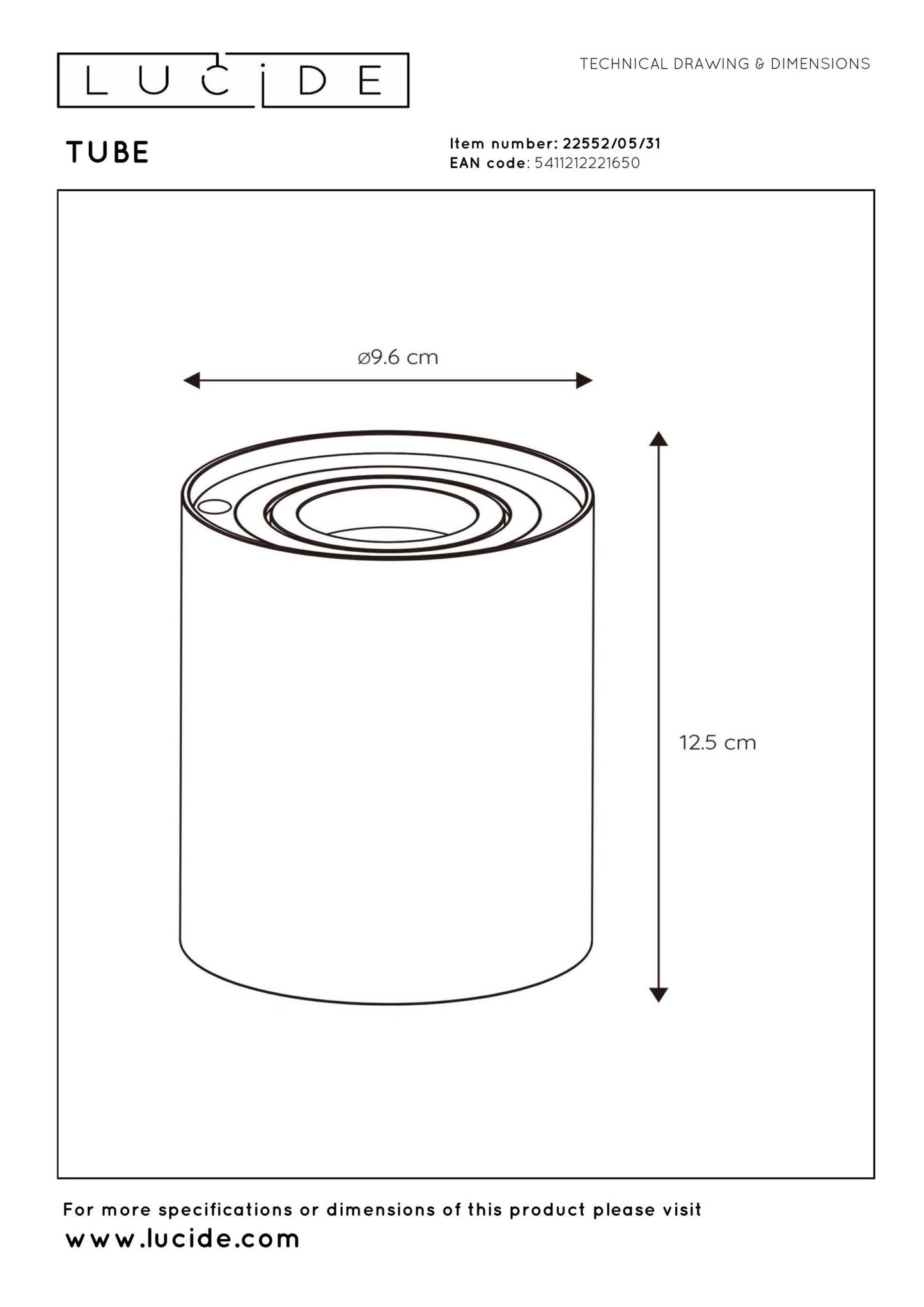 Grondspot Tube wit 3-standen